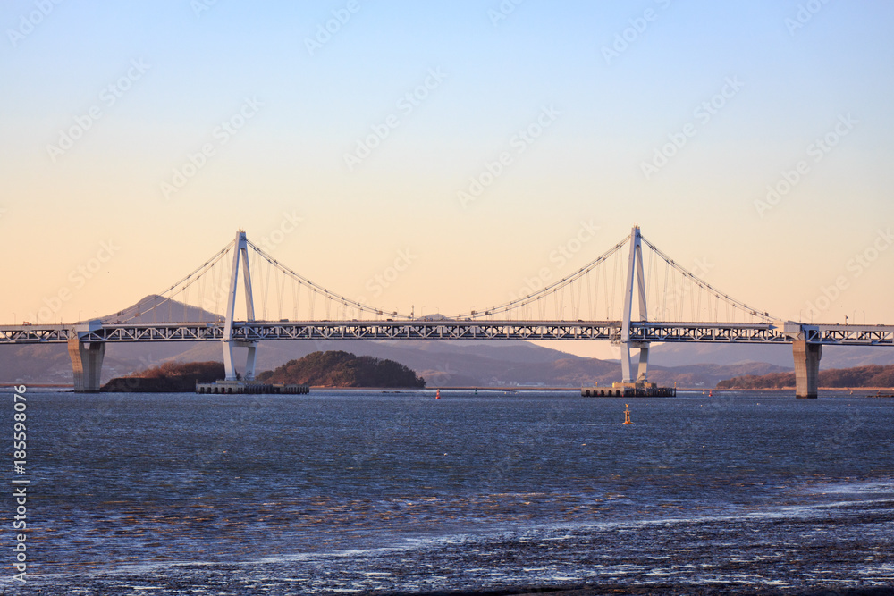 Fototapeta premium Yeongjongdo bridge in south korea. Bridge landscape.