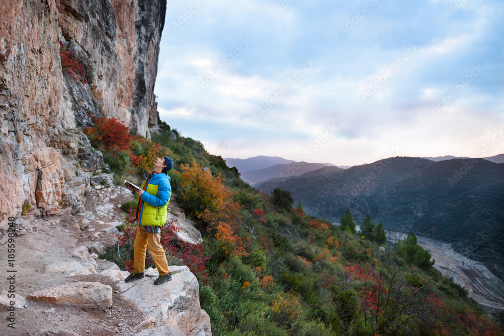 Outdoor sport activity. Rock climber.Travel destination, Spain, Europe. Outdoor sport activity. Rock climber.Travel destination, Spain, Europe.