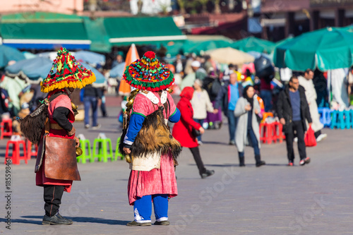 Valokuva Colorful water bearer in Marrakech, Morocco.