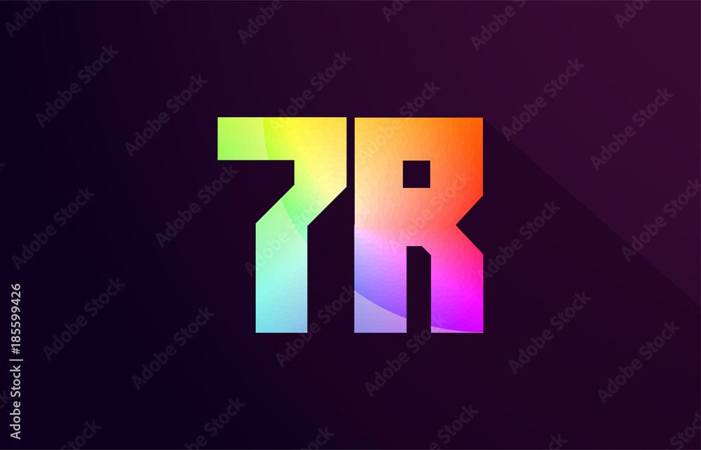 7r 7 r letter combination rainbow colored alphabet logo icon design