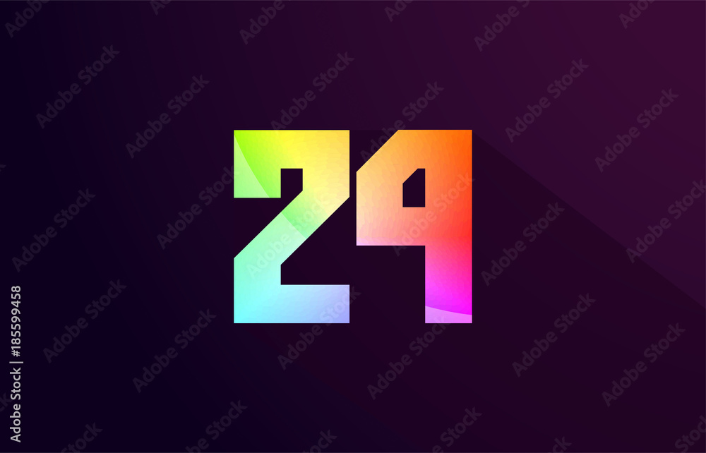 Fototapeta premium 24 number rainbow colored logo icon design