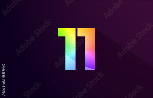 11 number rainbow colored logo icon design