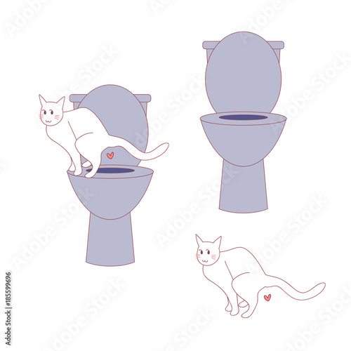 Cat Poop at Human Toilet. vector illustration