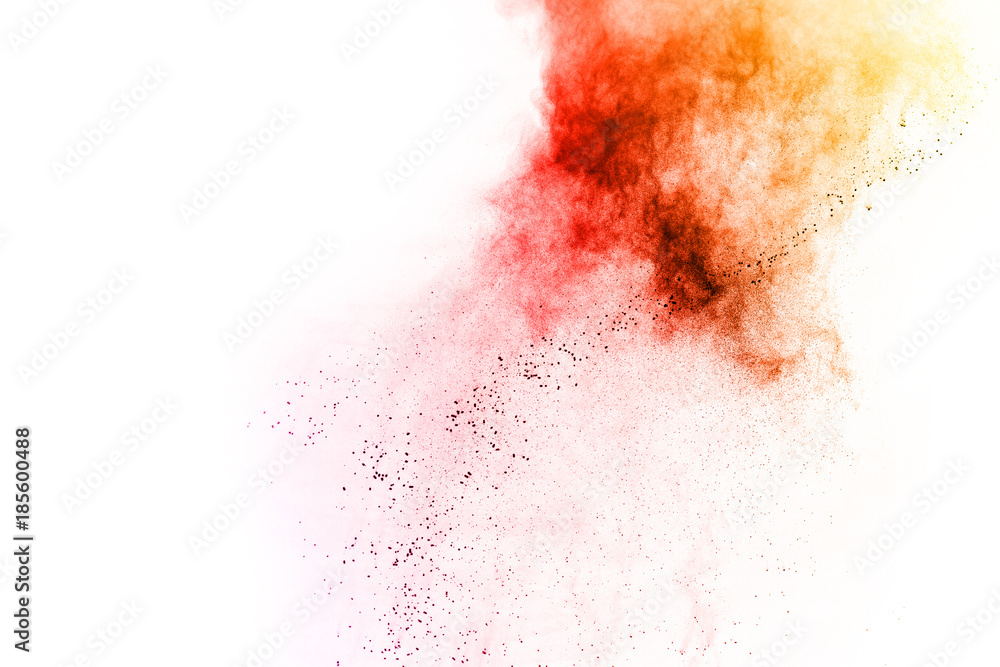 abstract multicolored powder splatted on white background,Freeze motion of color powder exploding. abstract multicolored powder splatted on white background,Freeze motion of color powder exploding.