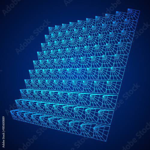 Wireframe model of sound proof coverage in music studio with soundproofing walls. Vector illustration