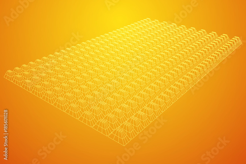 Wireframe model of sound proof coverage in music studio with soundproofing walls. Vector illustration