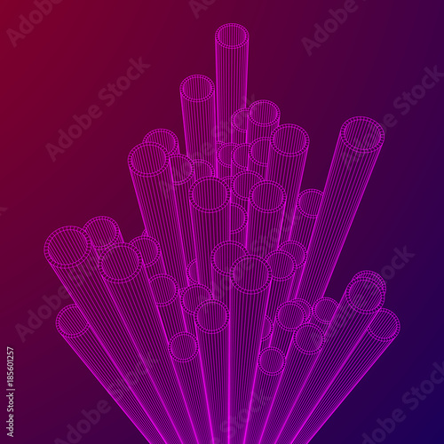 Wireframe low poly mesh construction metallurgy round tubes profile vector illustration