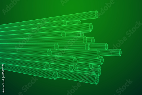 Wireframe low poly mesh construction metallurgy round tubes profile vector illustration