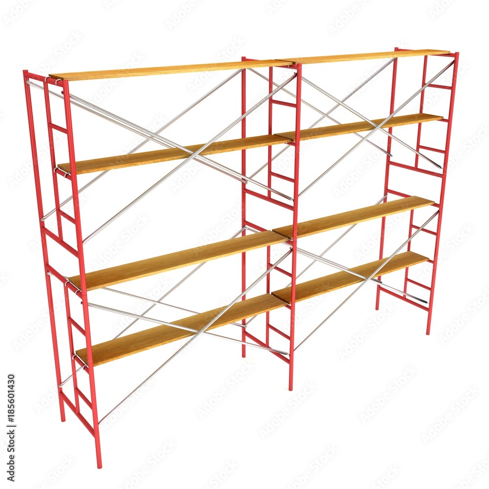 Scaffolding metal construction isolated on white. 3d render illustration Scaffolding metal construction isolated on white. 3d render illustration