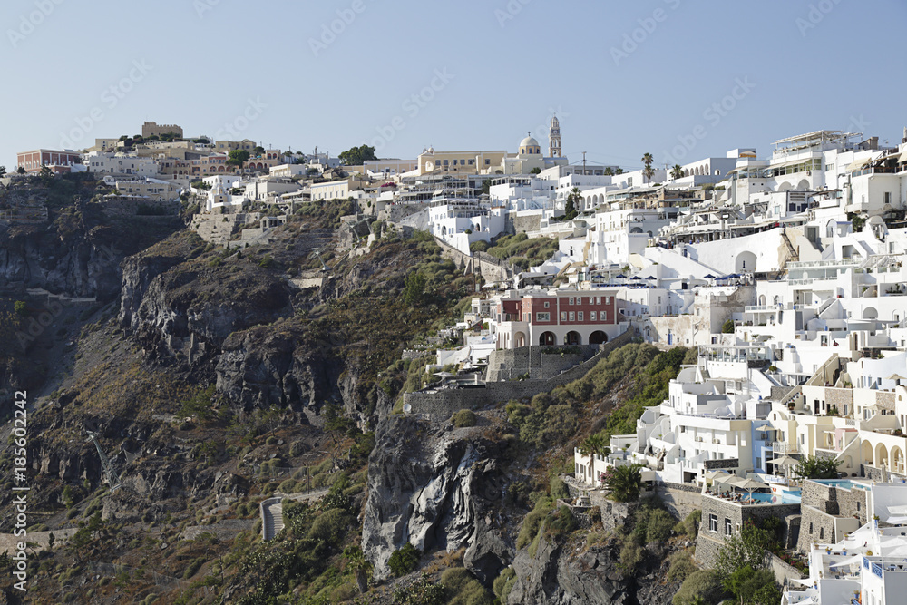 View of the town of Fira in Santorini island, Greece