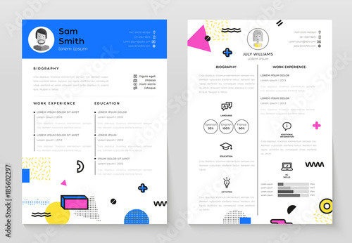 Personal CV- set of modern vector template illustrations