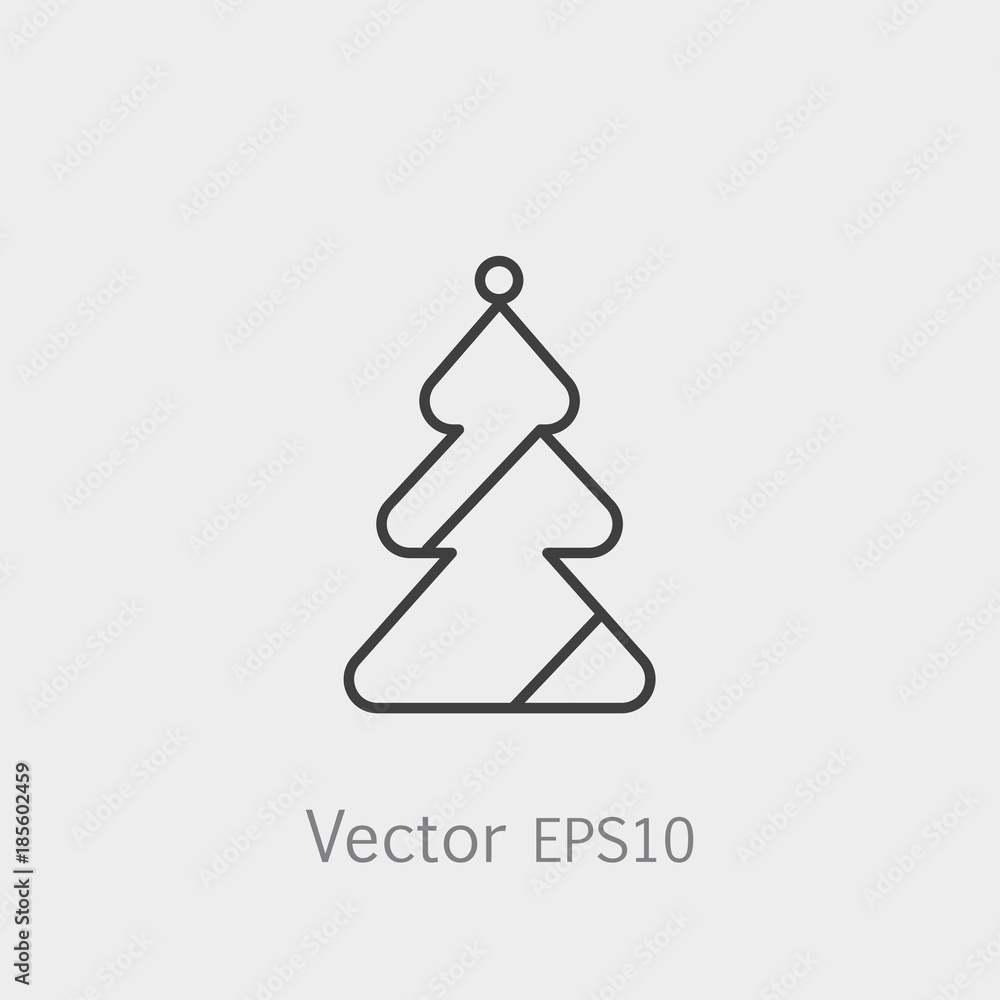 Christmas tree icon in flat style isolated on grey background. Christmas tree icon in flat style isolated on grey background.