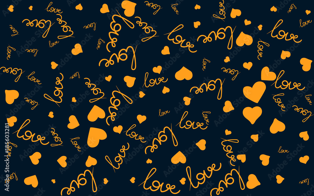 Vector seamless pattern with handwritten Love word and hearts. Romantic design, perfect for Valentine s day prints and patterns Vector seamless pattern with handwritten Love word and hearts. Romantic design, perfect for Valentine s day prints and patterns