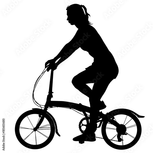 Silhouette of a cyclist girl. vector illustration