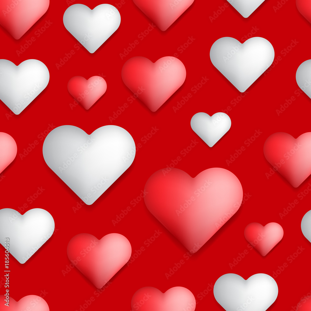 Seamless Valentine's day pattern abstract background with red and white hearts