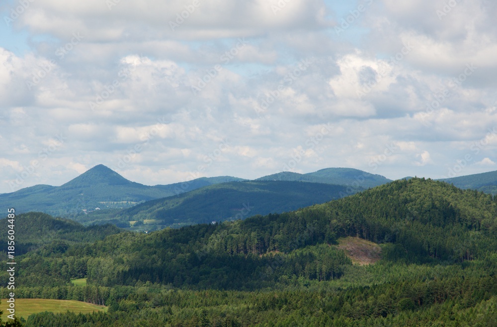 Lusatian mountains with mountain Klic, Northern Bohemia, Czech republic