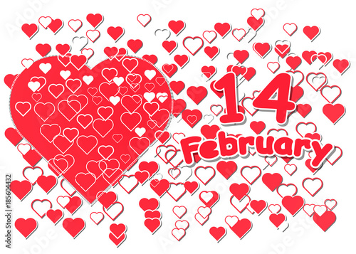 February 14 background of little red hearts