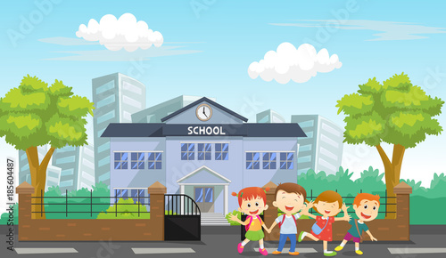 happy children come home from school