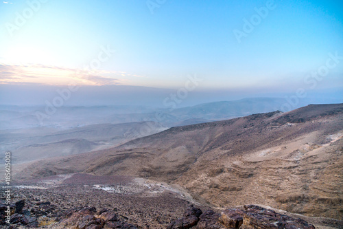 Magic morning sunrise and beautiful sunlight over judean negev desert in Israel