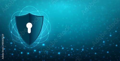 Vector blue shield Business concept of data protection Blue shield  blue background