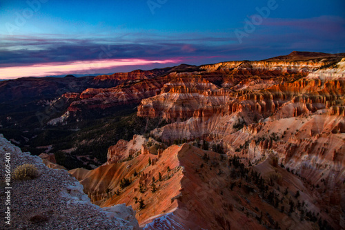 Fabulous vibrant sunset over Cedar Breaks National Monument in Utah.