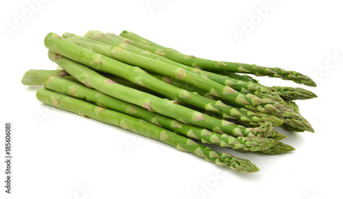 Fresh green asparagus on white photo