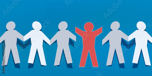 chaine - papier - concept - ensemble - groupe - couper - union - autonomie - cassé - travail d'équipe - libre