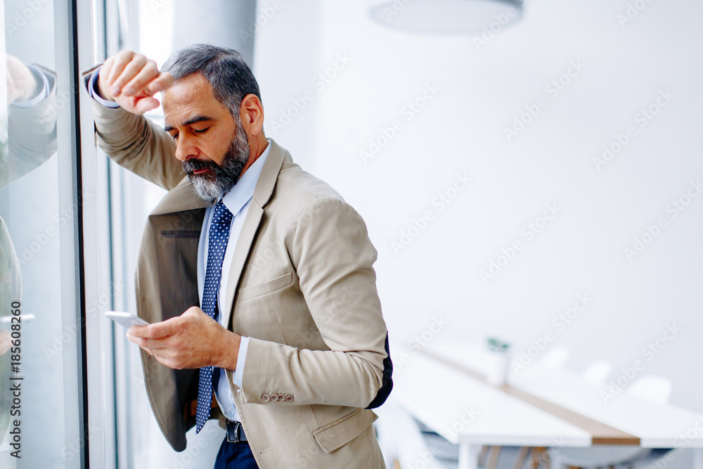 Handsome mature businessman  with mobile phone