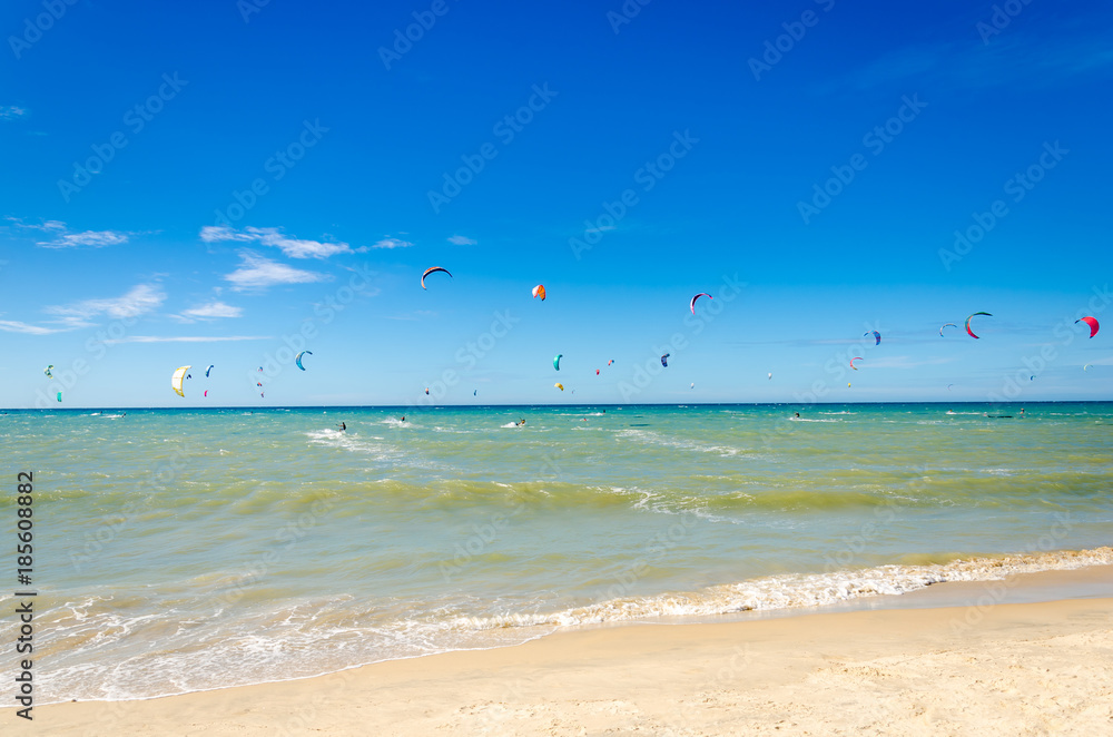 Many kite surfers enjoy their loved sport