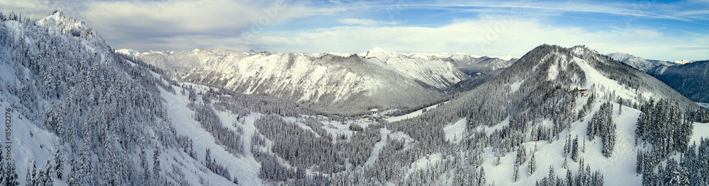 Stevens Pass Ski Area Panoramic Aerial View