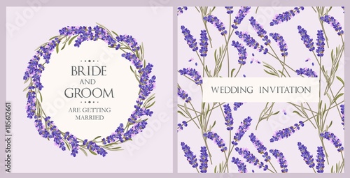 Wedding invitation with lavender