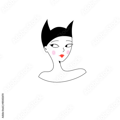 Graphic portrait of a cat girl