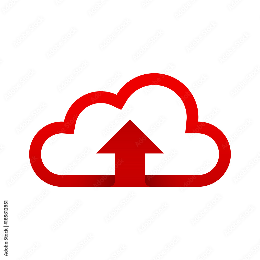 Logo Cloud red with arrow face up, Logo Cloud red Upload Logo Cloud red with arrow face up, Logo Cloud red Upload