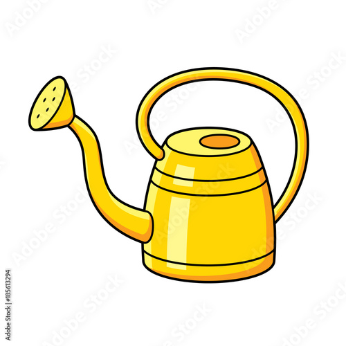 Yellow watering can isolated. Gardening equipment icon.