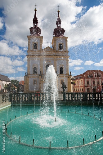 Fountain in the historic town Kadan in Northern Bohemia, Czech republic.