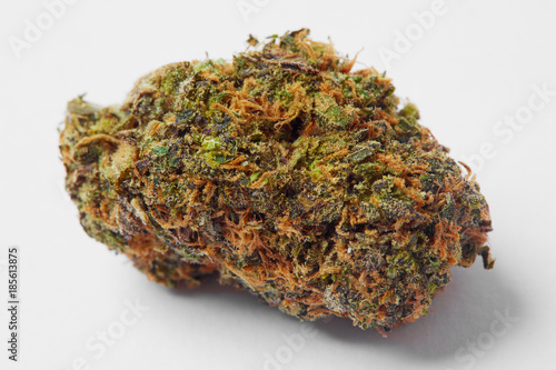 Close up of prescription medical marijuana strain flower Clementine  on white background