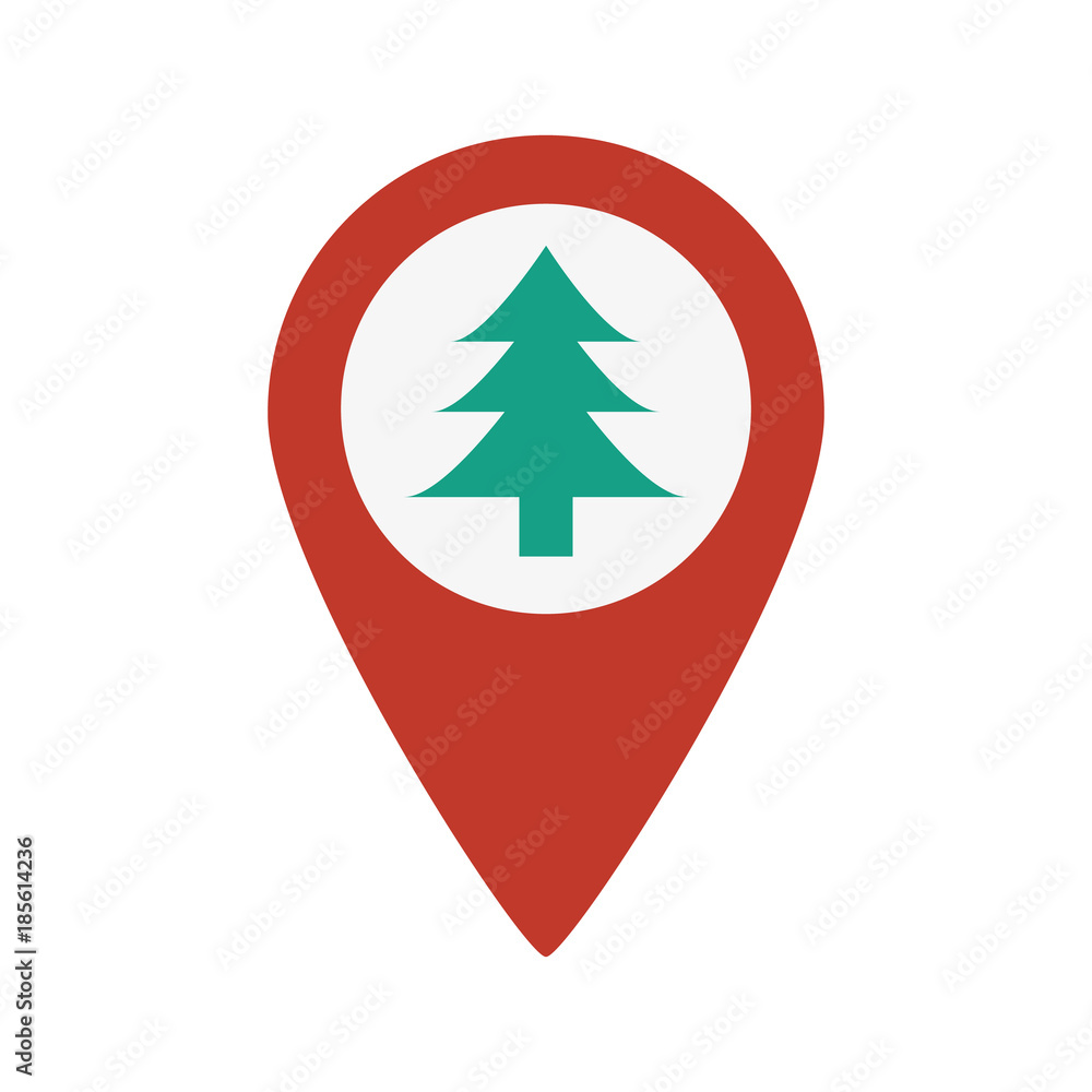 Obraz premium Marker location icon with Christmas tree