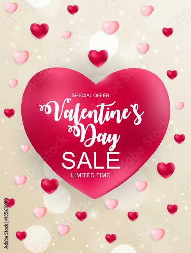 Valentines Day Sale, Discount Card. Vector Illustration