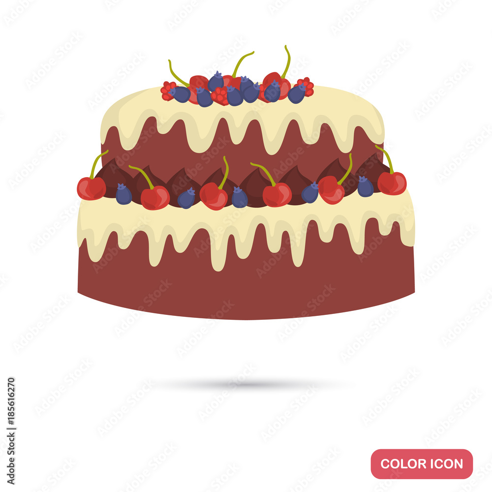 Chocolate cake with chocolate icing and berries Chocolate cake with chocolate icing and berries