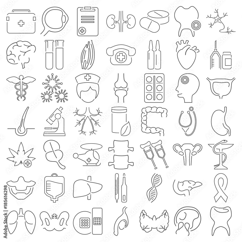 Big medecine and anatomy line icons set for web and mobile design Big medecine and anatomy line icons set for web and mobile design