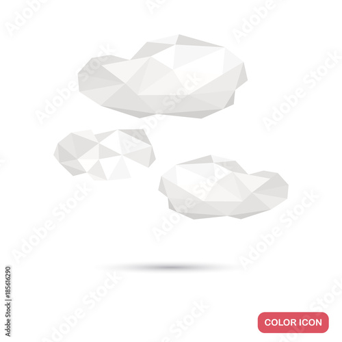 White clouds in polygon style color icon