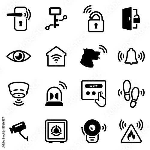 Set of simple icons on a theme Home Security , vector, design, collection, flat, sign, symbol,element, object, illustration, isolated. White background