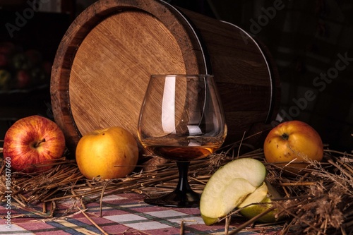 Still life with alcohol and apples photo