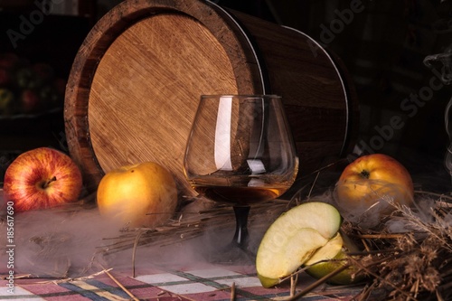 Still life with alcohol and apples photo