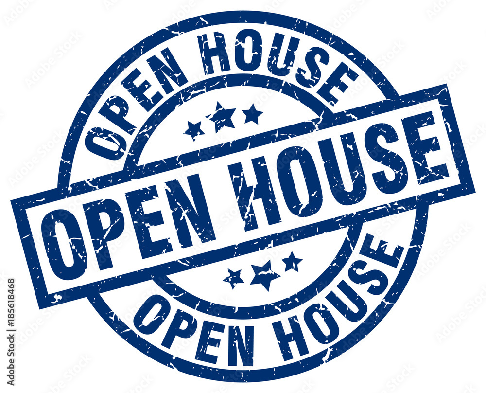 open house blue round grunge stamp open house blue round grunge stamp