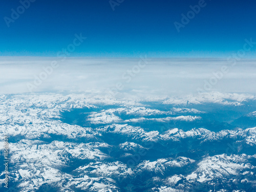 Beautiful aerial landscape view. mountain view from airplane