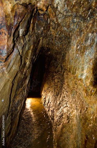 Historical tin and cobalt mine from the 16th century. Kopalnia Sw. Jan near Krobice, Jizera Mountains, Lower Silesia, Poland