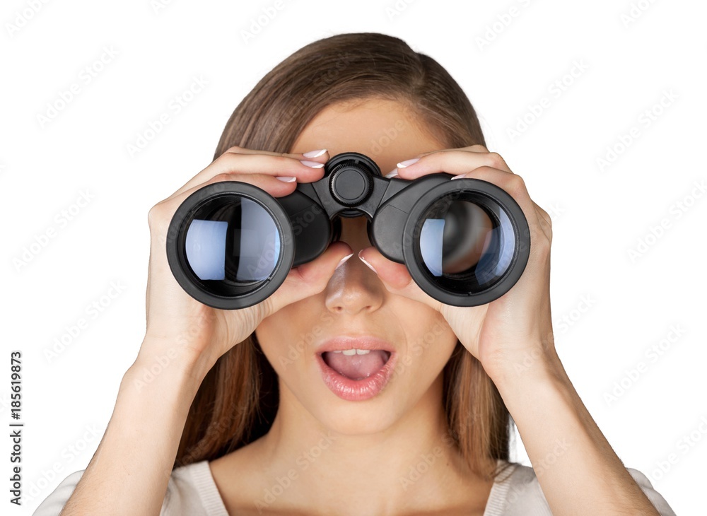 Woman Using Binoculars Woman Using Binoculars