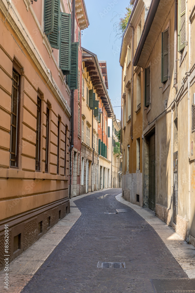 View into an alley  / View into an alley of the old town of Verona in Italy