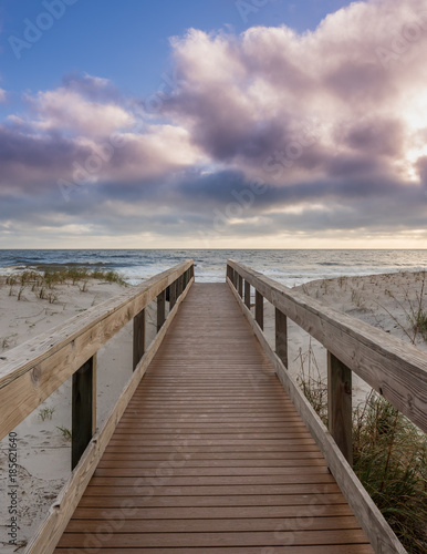 Morning Clouds Over Boardwalk Access to Florida Beach © kellyvandellen